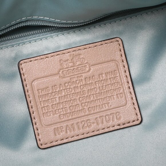 COACH Madison Shantung Sophia Satin Leather Shoulder Bag Purse Silver Bay Mist - Picture 8 of 15